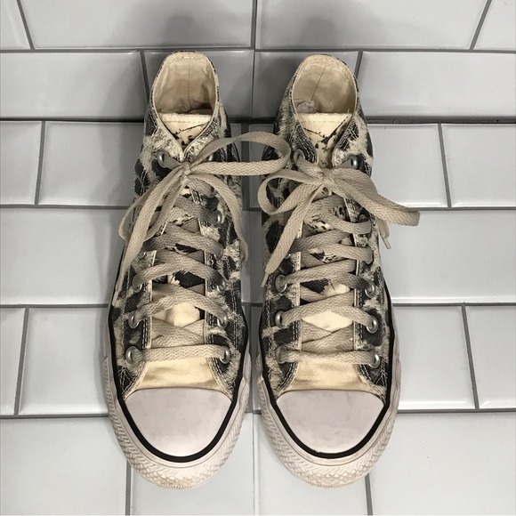 CONVERSE LEOPARD PRINT Size 7.5 High Top Sneakers; Preloved - Picture 4 of 9